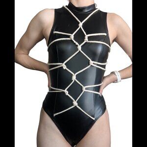 Faux Leather Rope Bodysuit